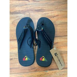 Quiksilver Men's Carver Print Flip Flops Black Green Grey Sandals Sz NWT 7